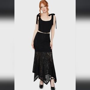 Killstar Black Gothic Lace Maxi Skirt